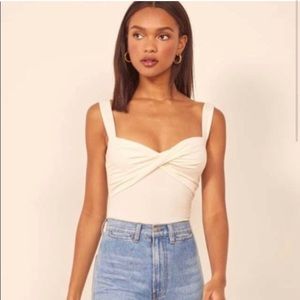 reformation white anine top